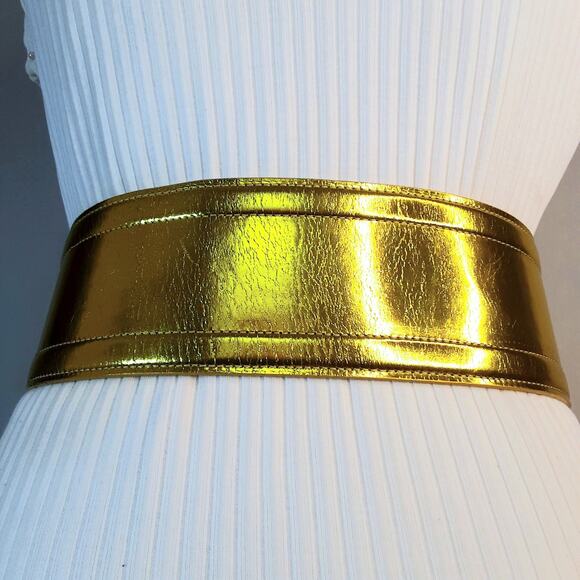 Oscar De La Renta Belt Genuine Patent Leather Golden Wide Width XSmall Waist main image 12